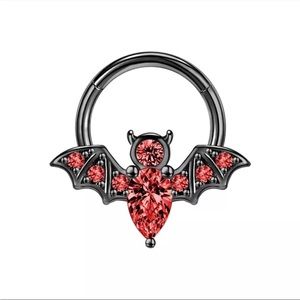 Black & Red Bat Septum Piercing Surgical Steele